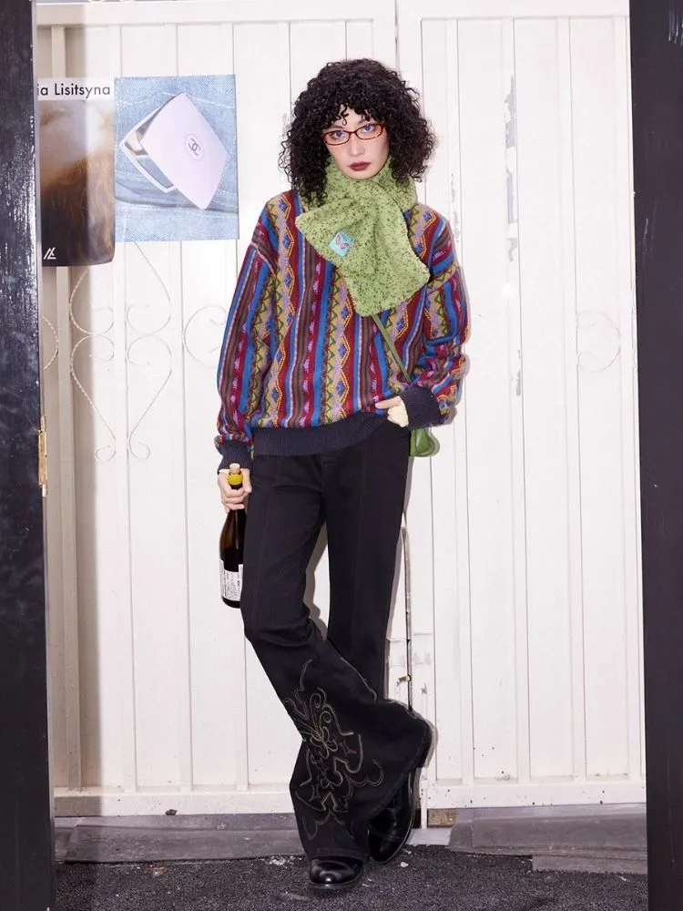 Klassische Mikro-bestickte Jeans【s0000005129】