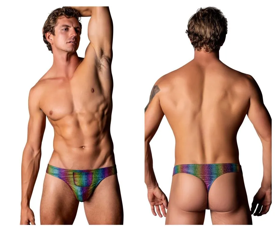 Bekleidung_Herren Power_Herrenunterwäsche Male Power 421-297 Pack N Play Tanga mit Kondomtasche vorne Farbe Regenbogen