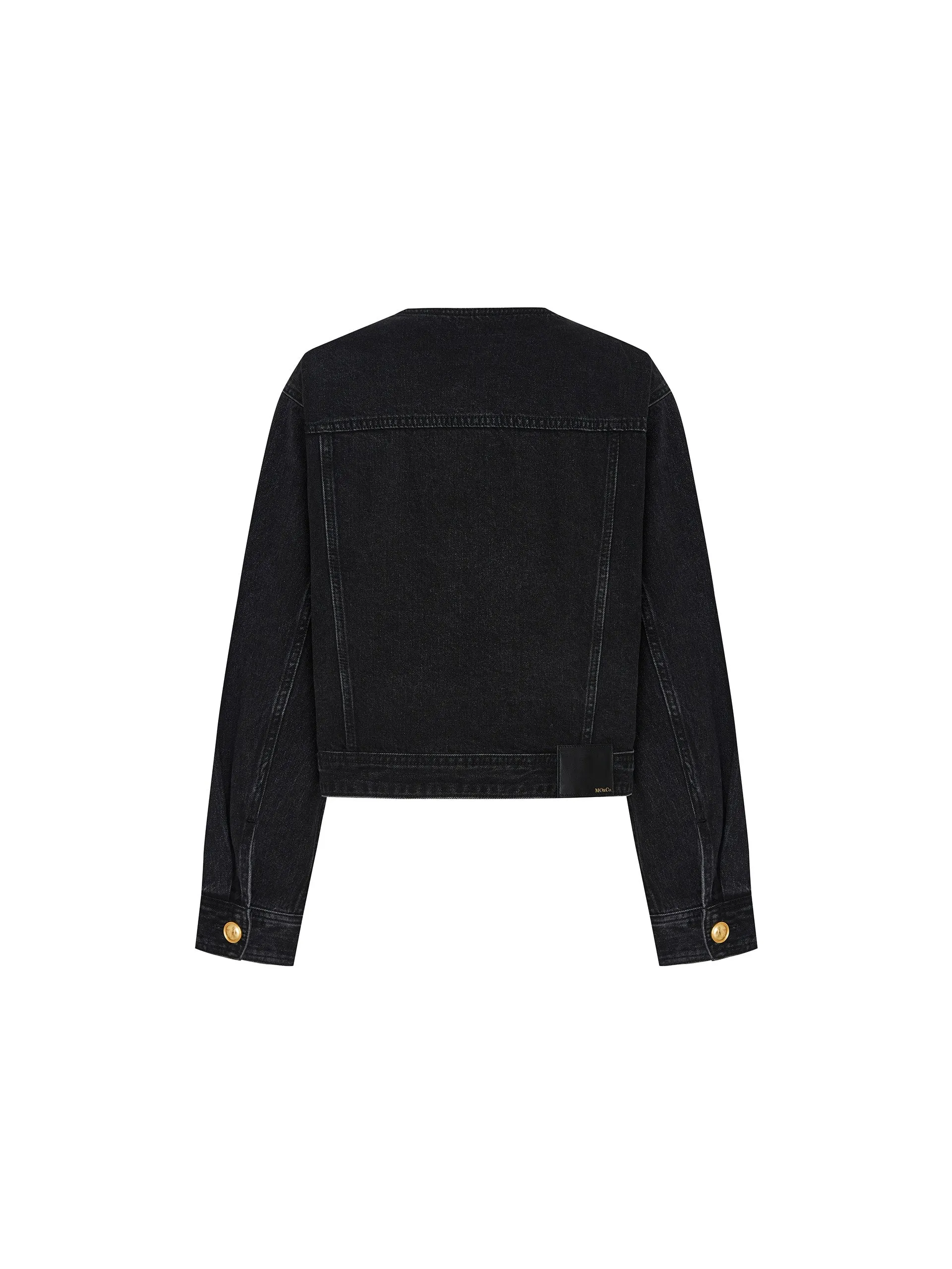 Kragenlose Baumwoll-Denim-Jacke