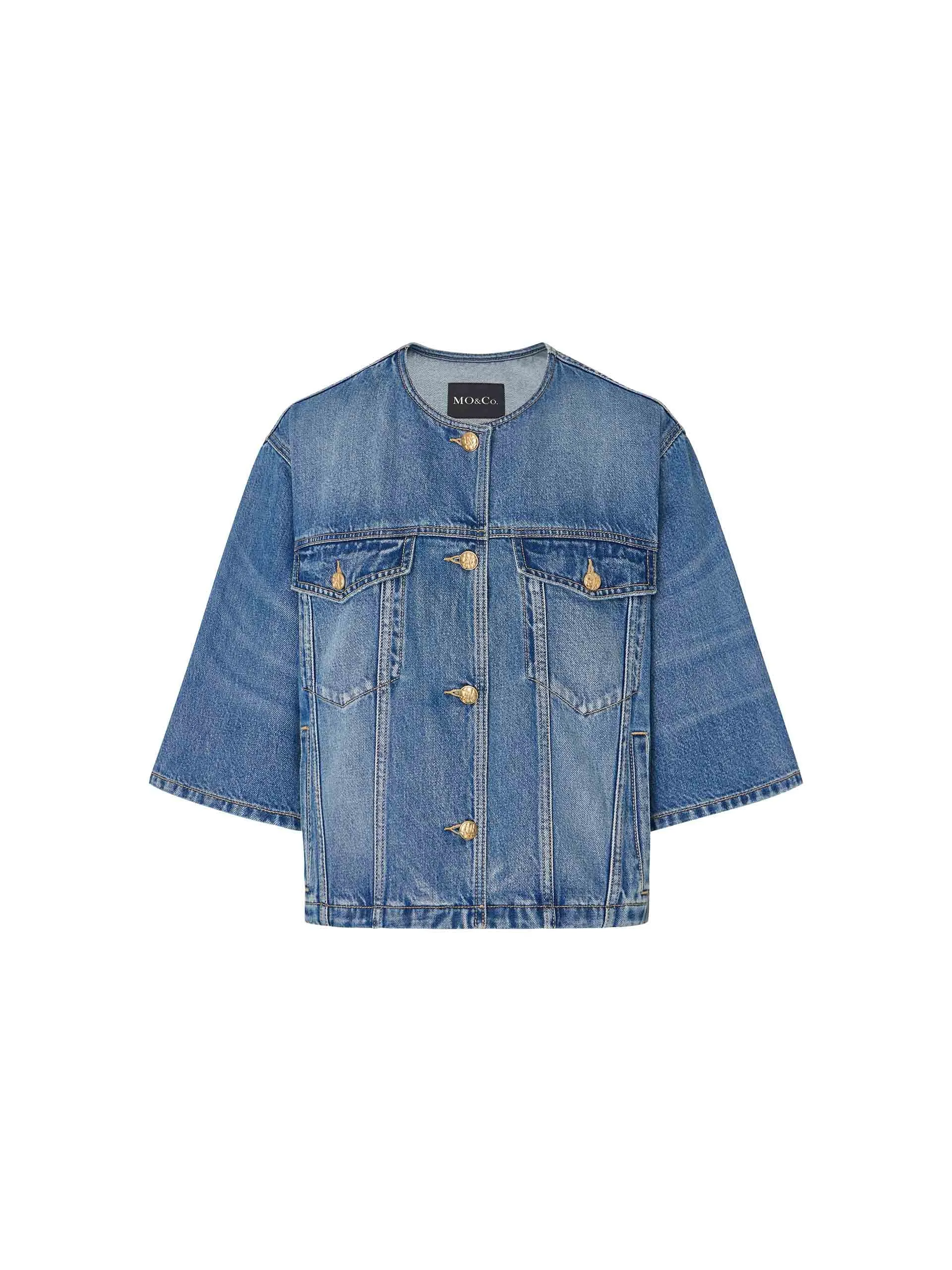 Kragenlose Denimjacke