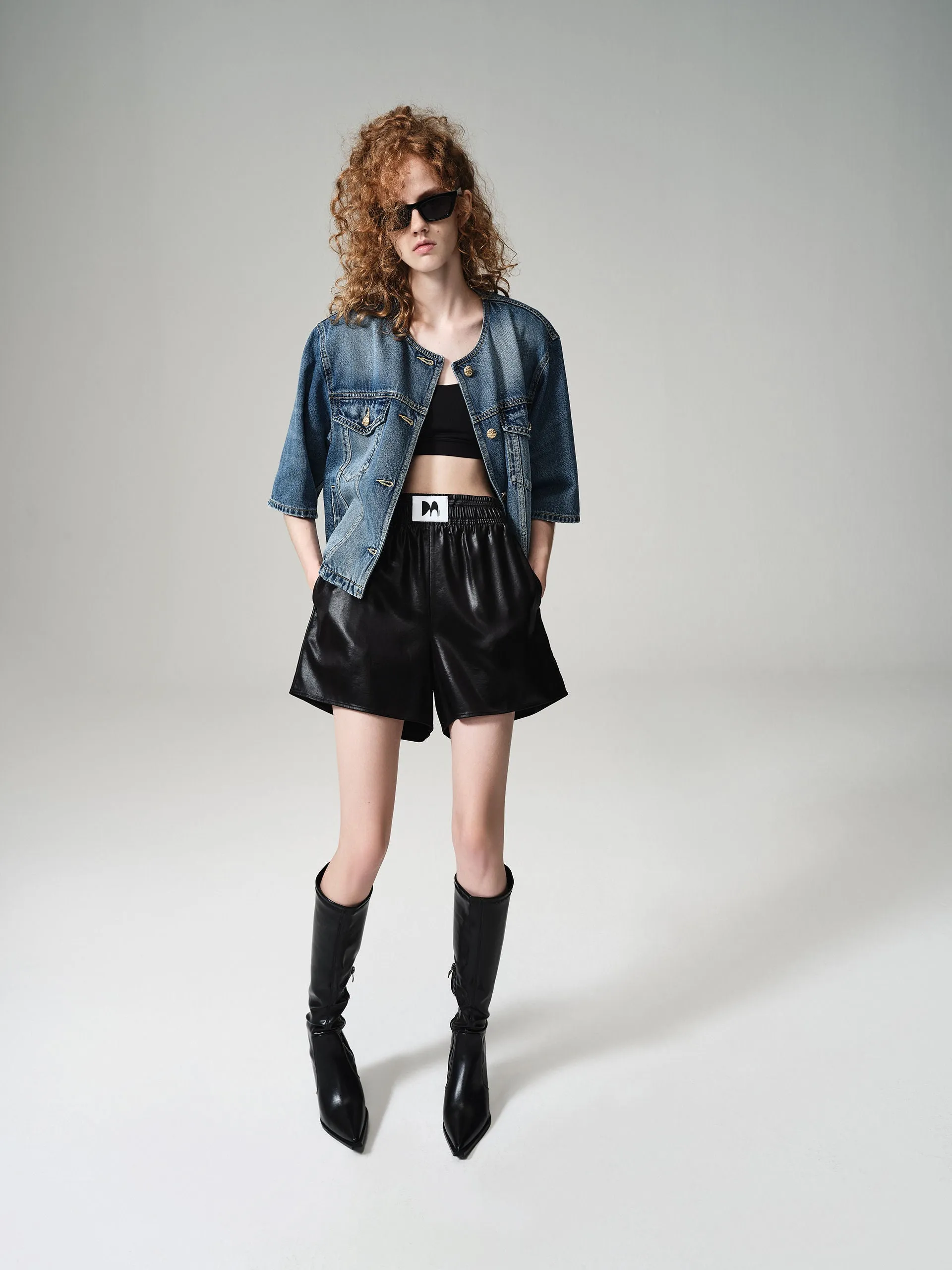 Kragenlose Denimjacke