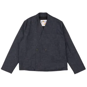 Kragenlose Jacke - Slub Nep Gewaschen - Indigo
