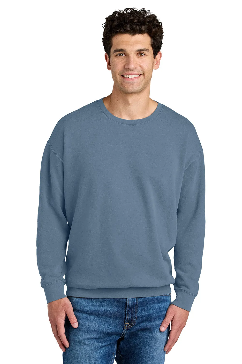 Comfort Colors Herren Fleece Pullover mit Rundhalsausschnitt - eingefärbt in Blue Jean