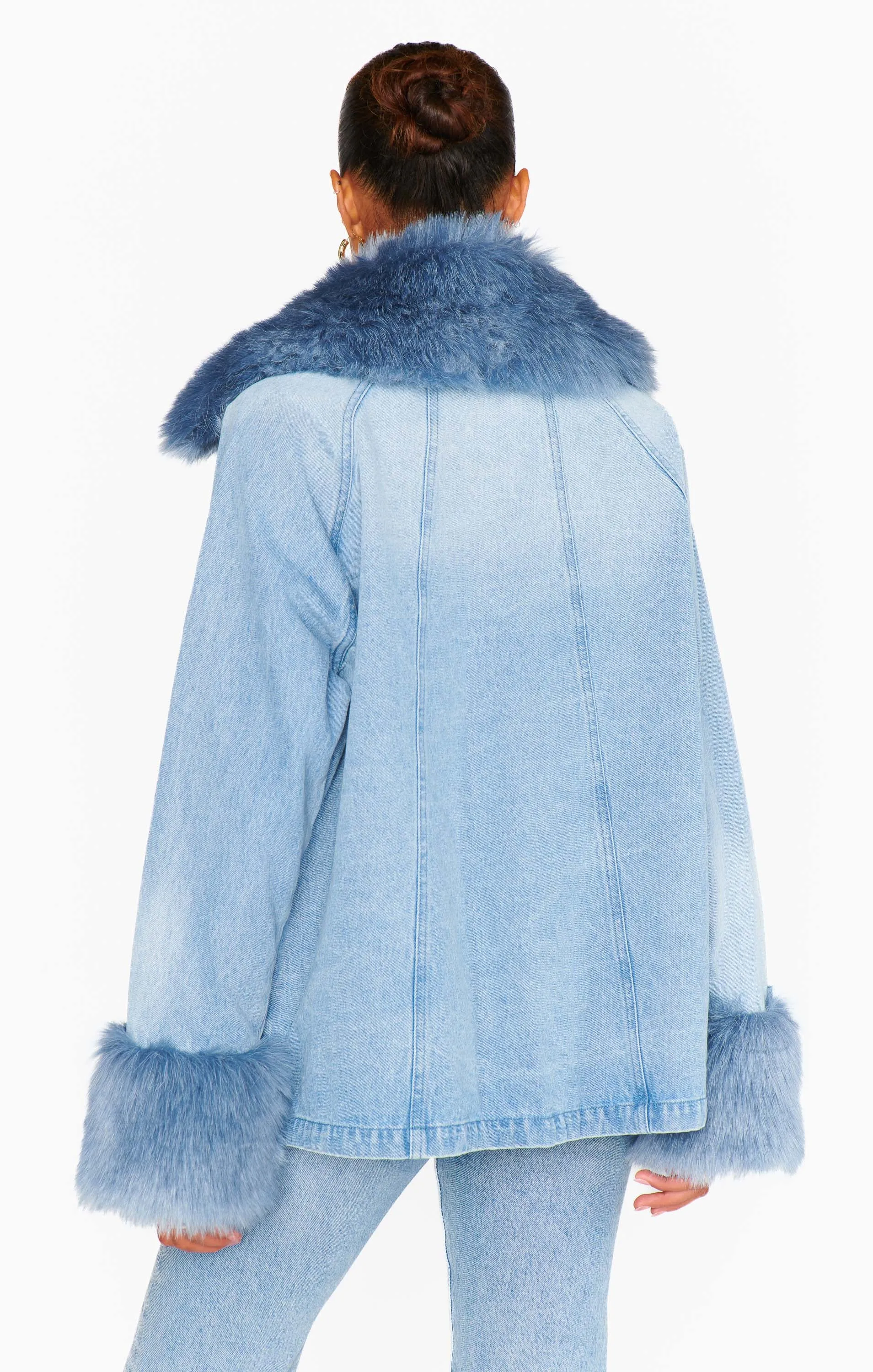 Kopenhagen Jacke ~ Drift Indigo mit blauem Kunstpelz