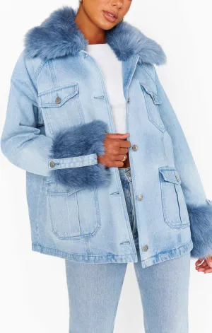 Kopenhagen Jacke ~ Drift Indigo mit blauem Kunstpelz