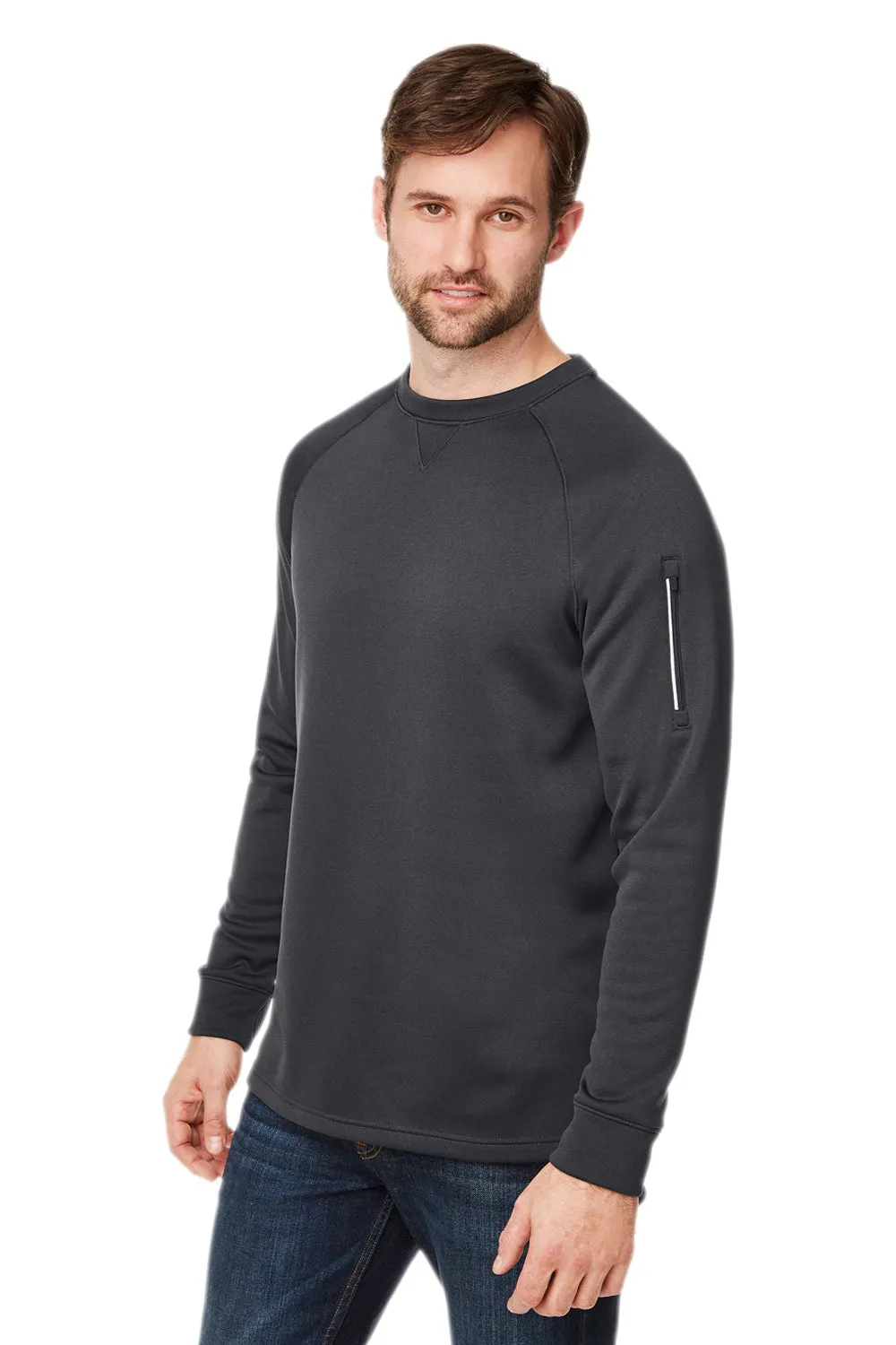 Core 365 Herren Fusion ChromaSoft Anti-Static Fleece Crewneck Sweatshirt mit Tasche - Kohlegrau - Auslaufmodell
