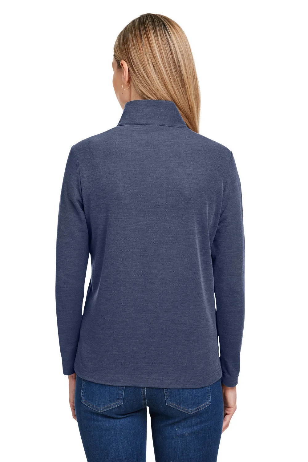 Core 365 Damen Fusion ChromaSoft Performance Feuchtigkeitstransportierendes Piqué 1/4-Zip Sweatshirt - Heather Klassisch Marineblau