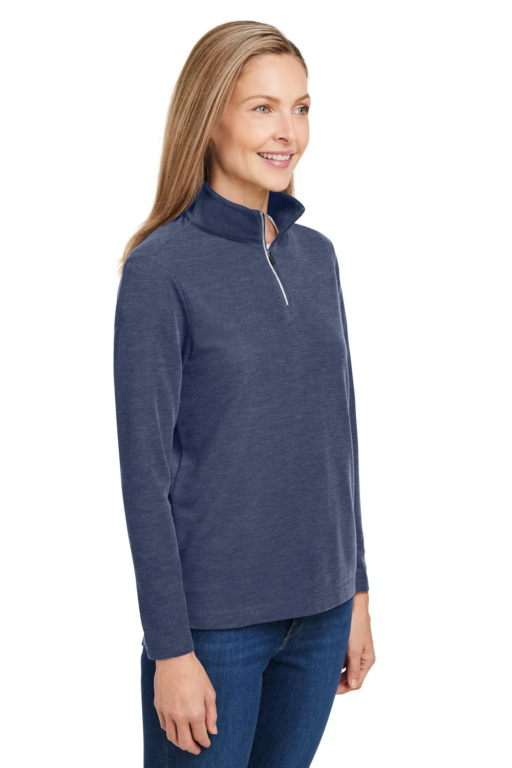 Core 365 Damen Fusion ChromaSoft Performance Feuchtigkeitstransportierendes Piqué 1/4-Zip Sweatshirt - Heather Klassisch Marineblau