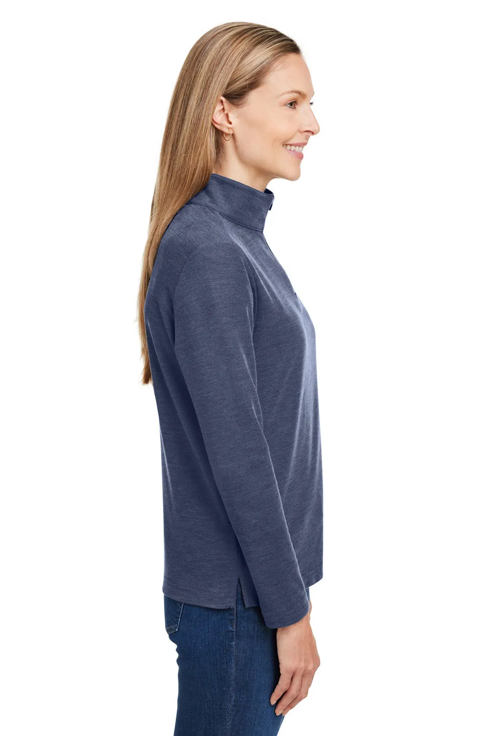 Core 365 Damen Fusion ChromaSoft Performance Feuchtigkeitstransportierendes Piqué 1/4-Zip Sweatshirt - Heather Klassisch Marineblau