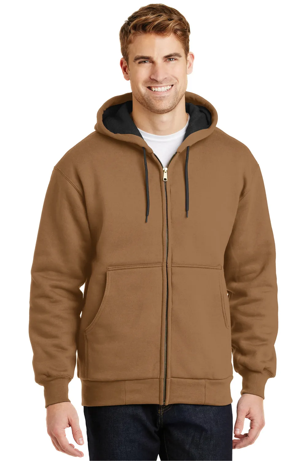 CornerStone Herren Kapuzenpullover mit Reißverschluss und Taschen - Entenbraun