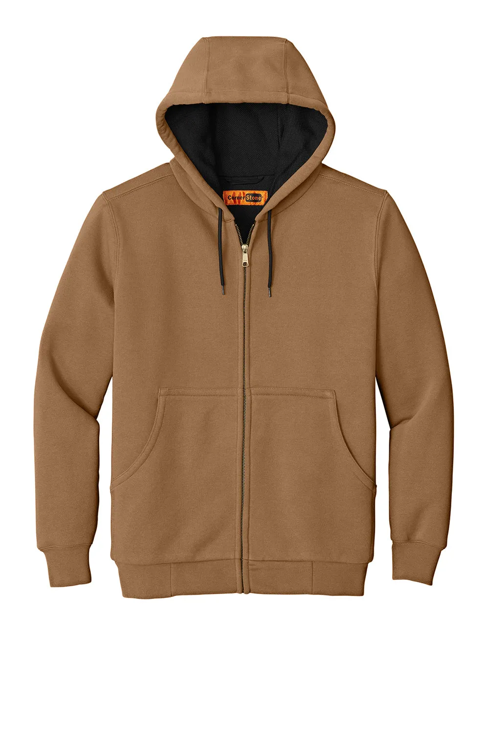CornerStone Herren Kapuzenpullover mit Reißverschluss und Taschen - Entenbraun