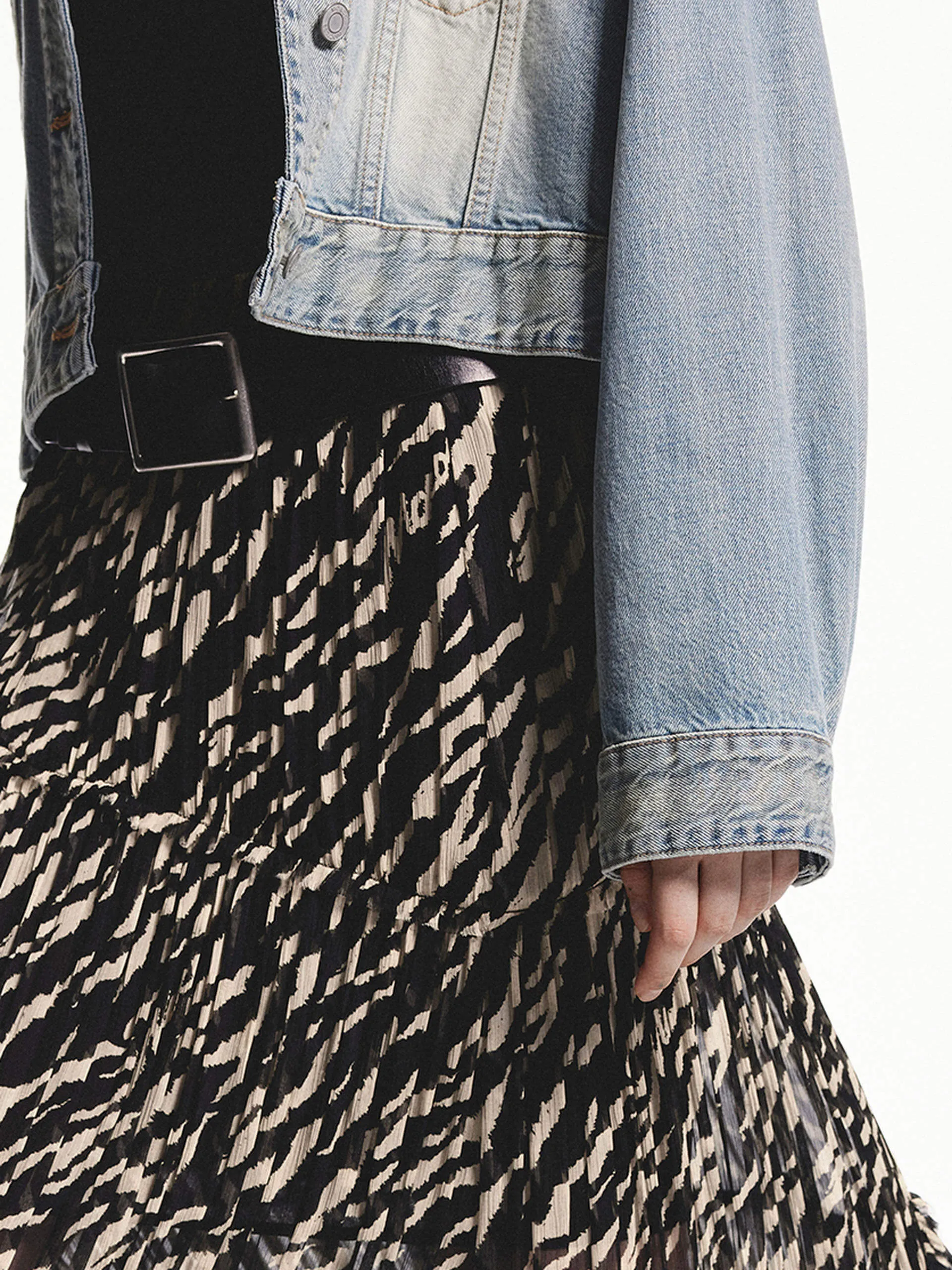Baumwoll-Cropped-Denimjacke
