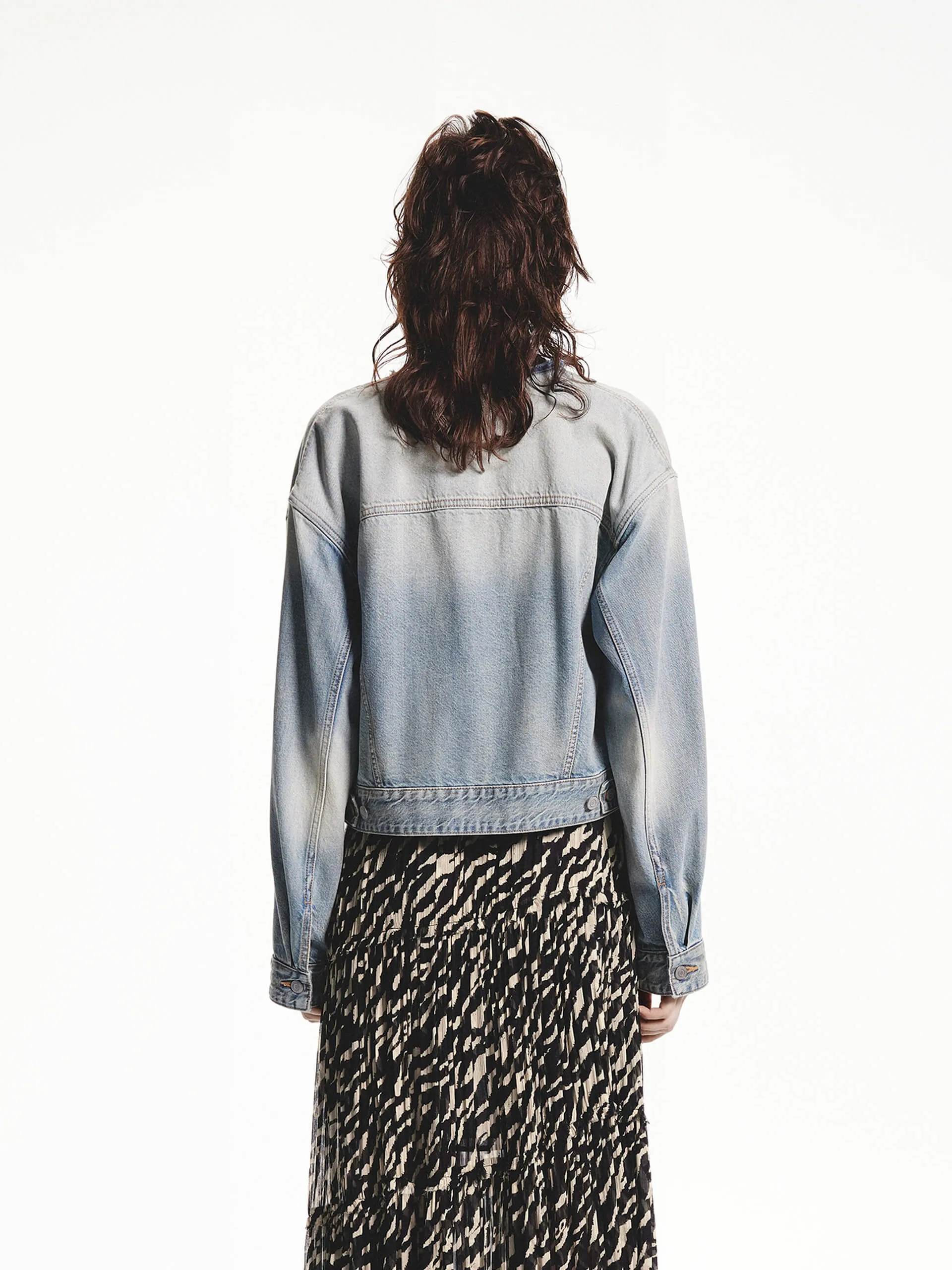 Baumwoll-Cropped-Denimjacke