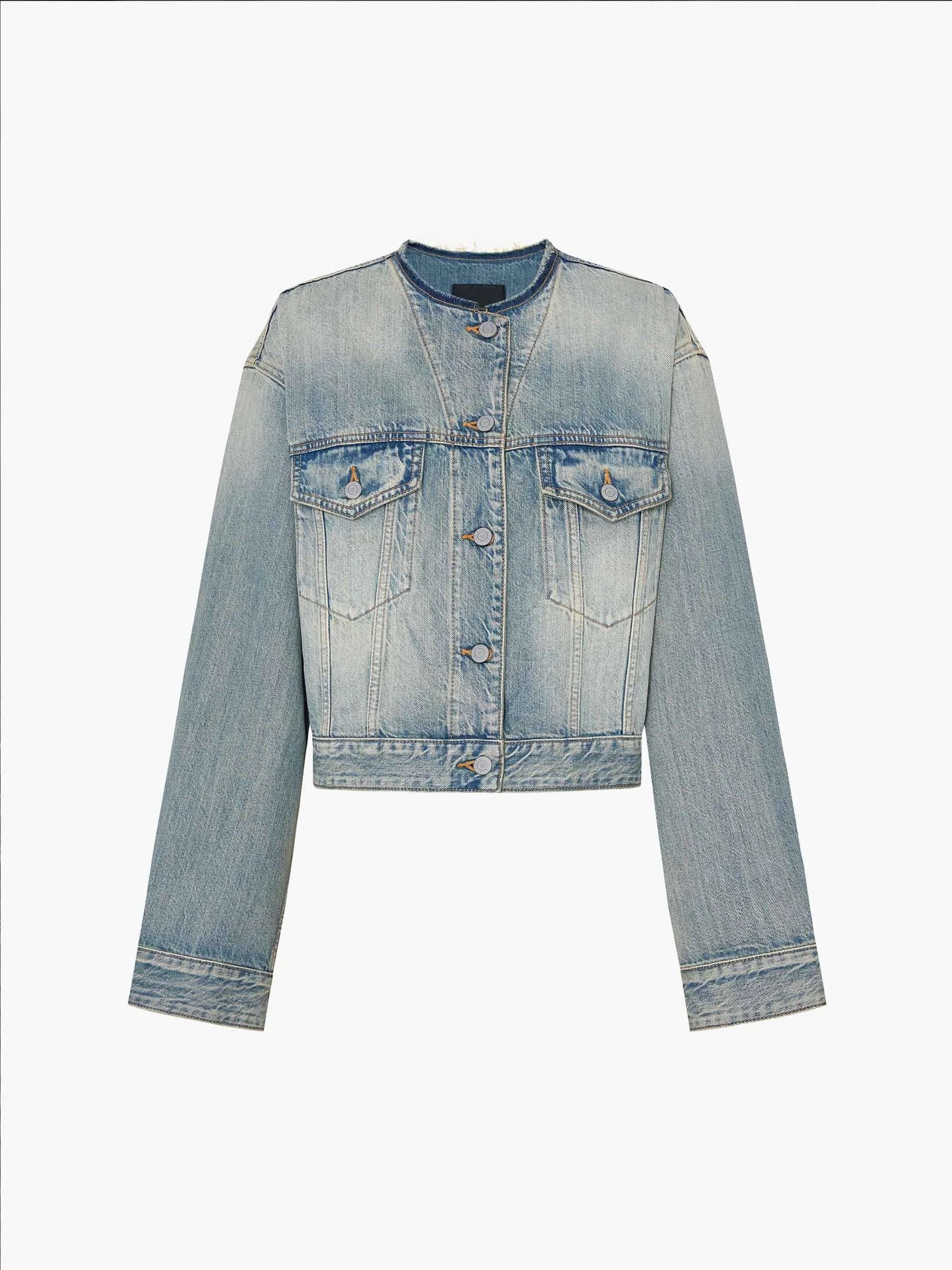 Baumwoll-Cropped-Denimjacke
