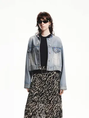 Baumwoll-Cropped-Denimjacke