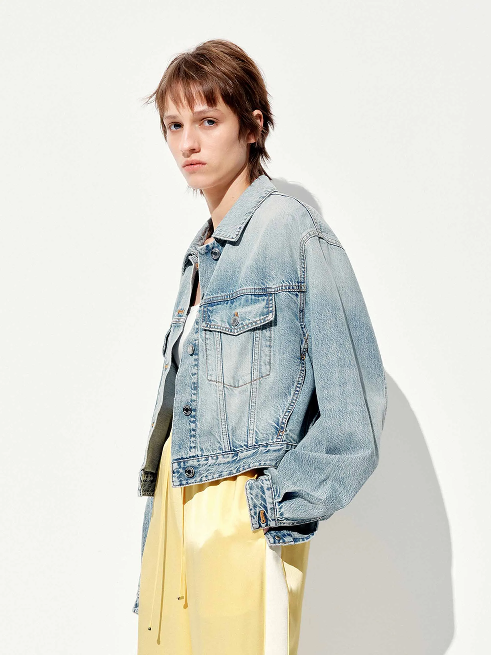Gekürzte Baumwoll-Denim-Jacke