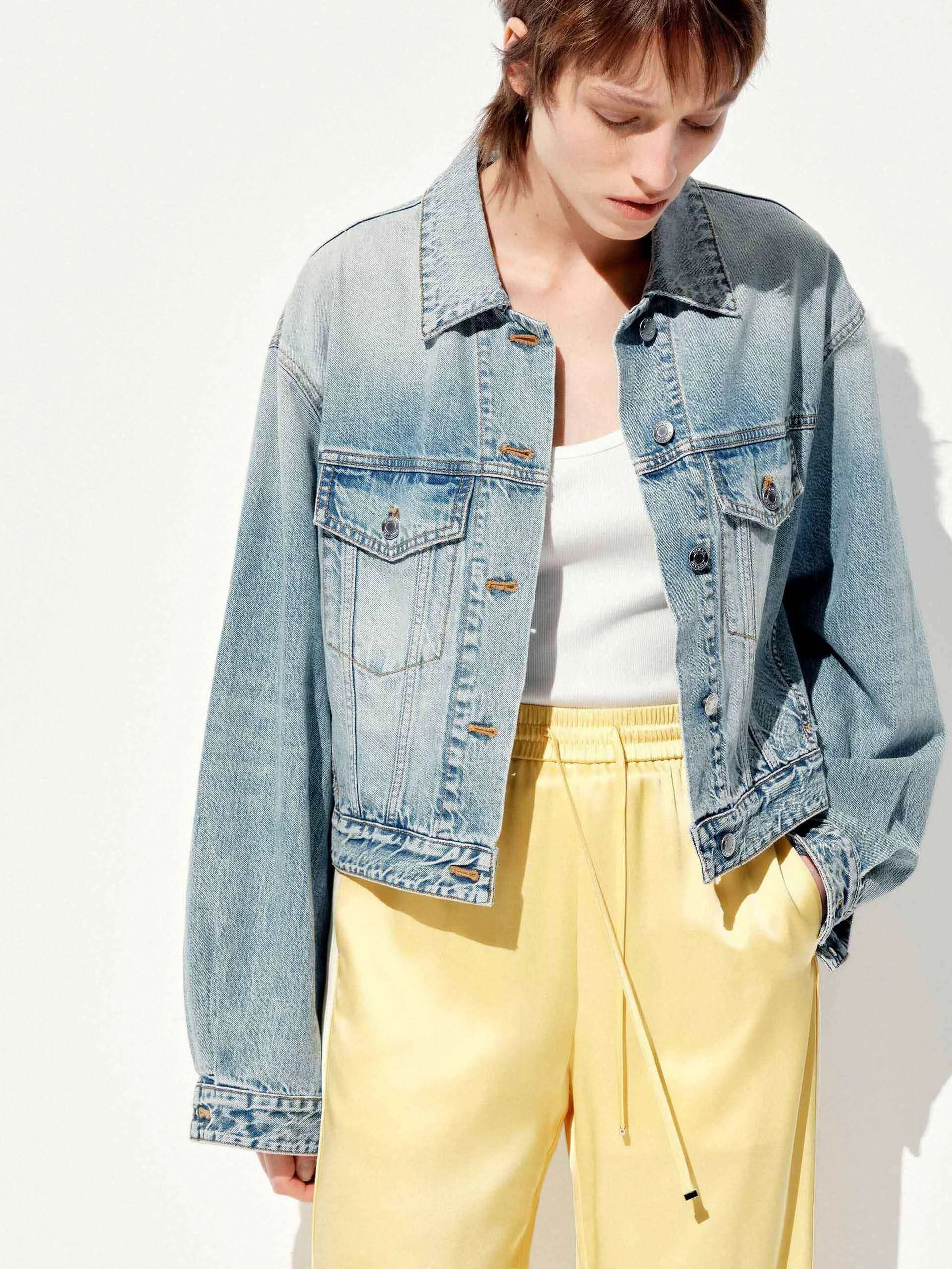 Gekürzte Baumwoll-Denim-Jacke