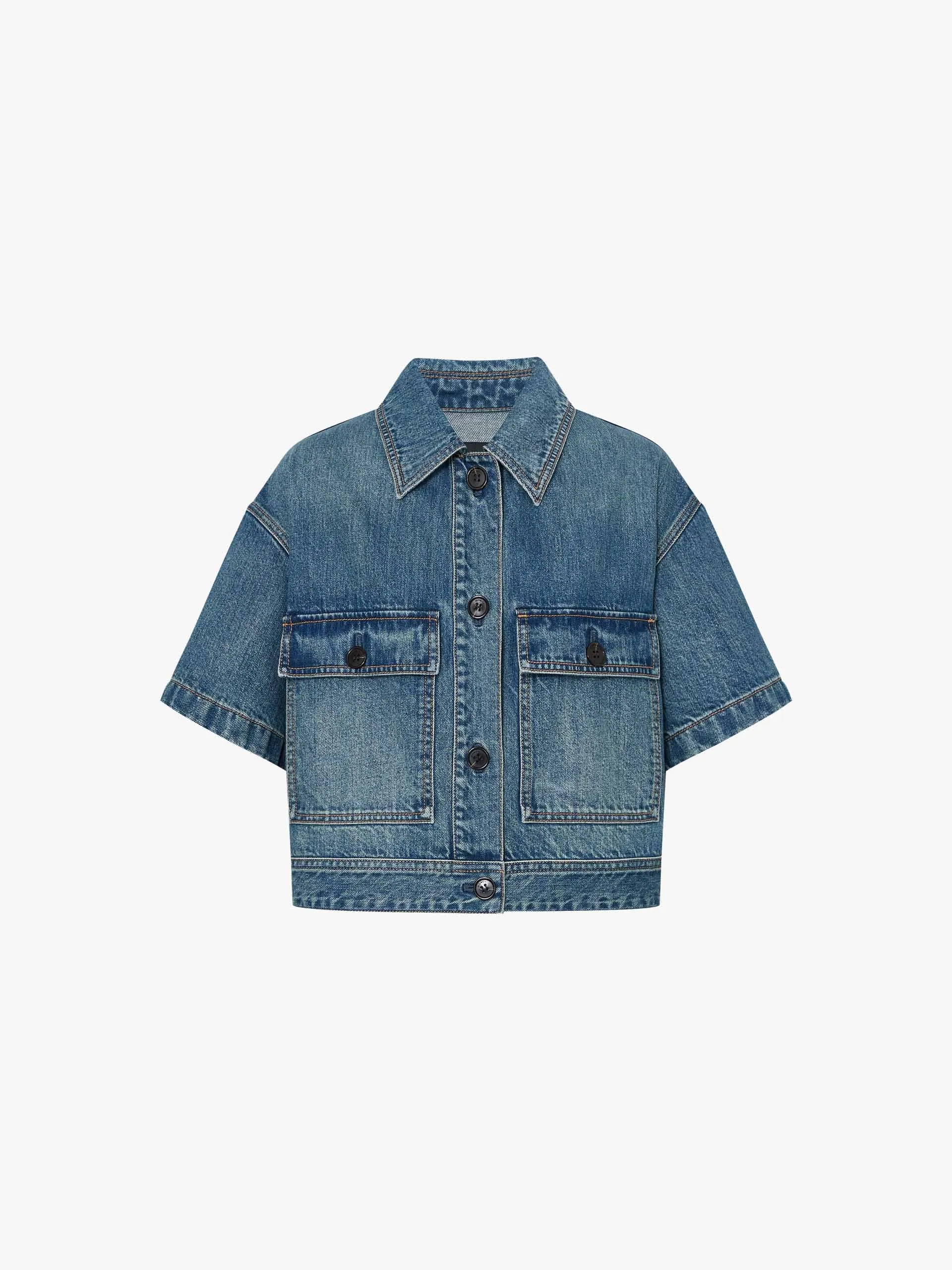 Denim-Jacke mit abgeschnittenen Taschen