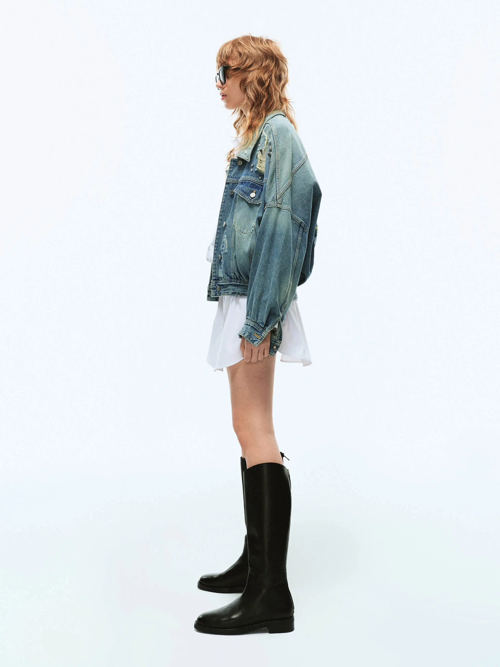 Crystal Detail Denim Jacke