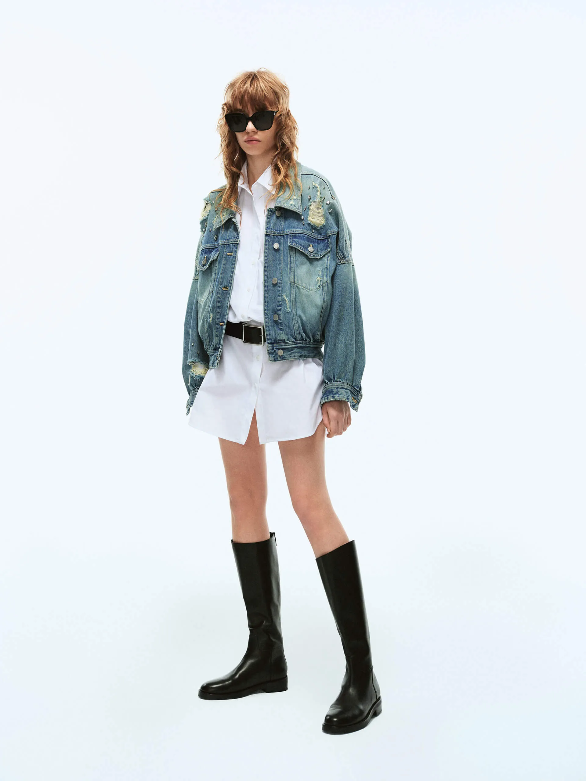 Crystal Detail Denim Jacke