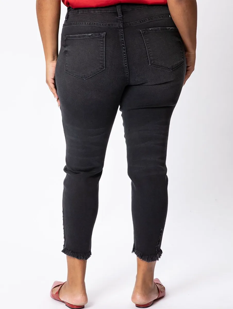 Curvy Zoey Mid Rise Saumdetail Dunkle Skinny Von KanCan