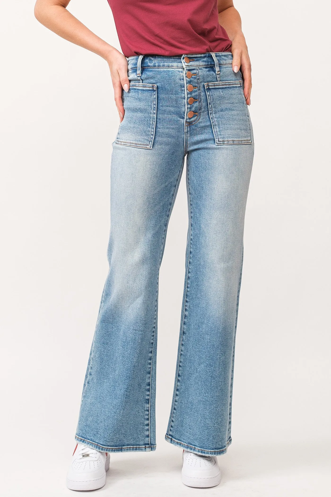Liebe John Fiona High Rise Clean Hem Weitbeinjeans Ardmore