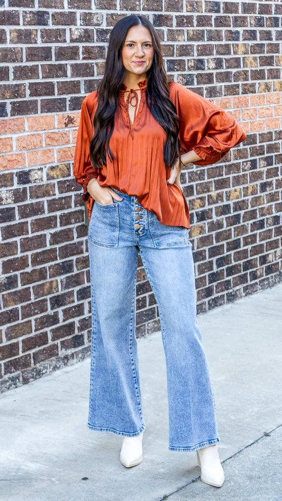 Liebe John Fiona High Rise Clean Hem Weitbeinjeans Ardmore