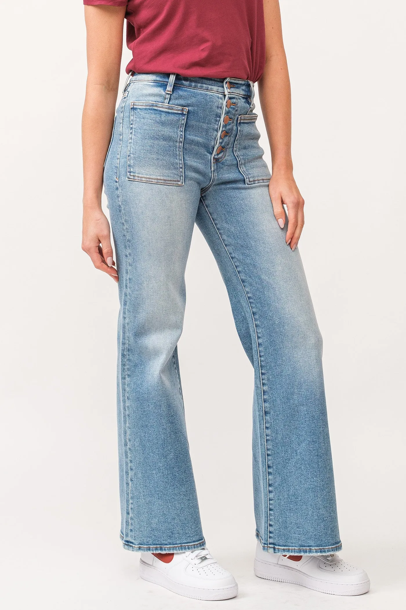 Liebe John Fiona High Rise Clean Hem Weitbeinjeans Ardmore