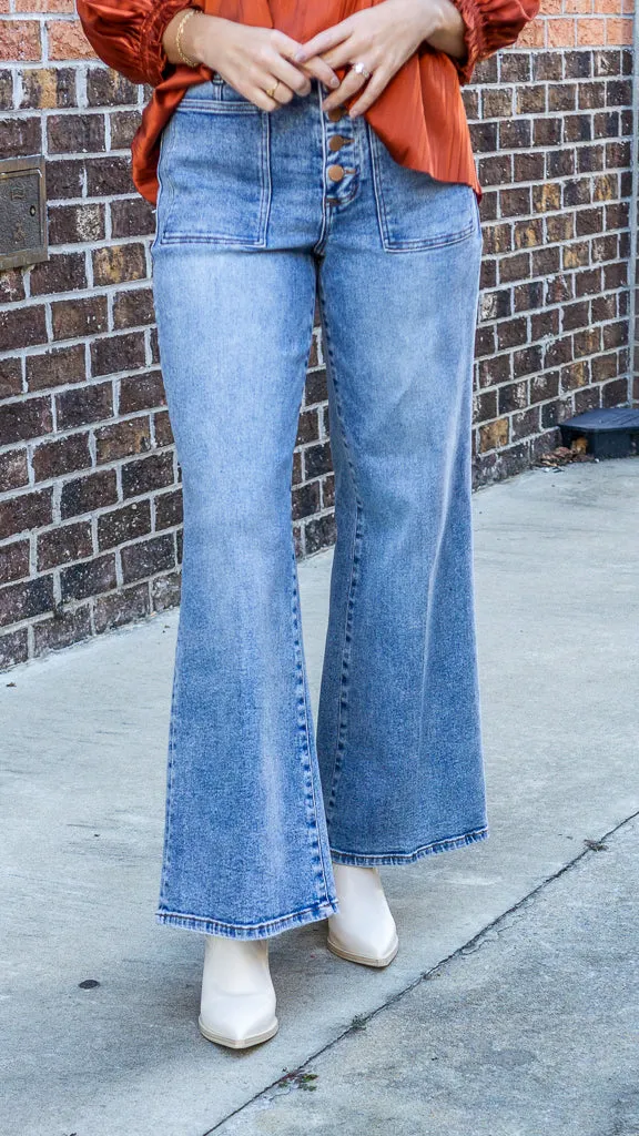 Liebe John Fiona High Rise Clean Hem Weitbeinjeans Ardmore
