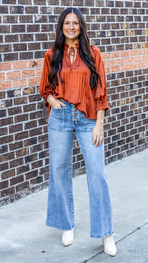 Liebe John Fiona High Rise Clean Hem Weitbeinjeans Ardmore