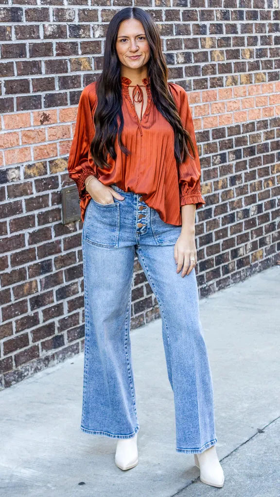 Liebe John Fiona High Rise Clean Hem Weitbeinjeans Ardmore
