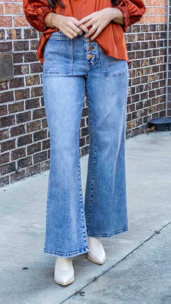 Liebe John Fiona High Rise Clean Hem Weitbeinjeans Ardmore