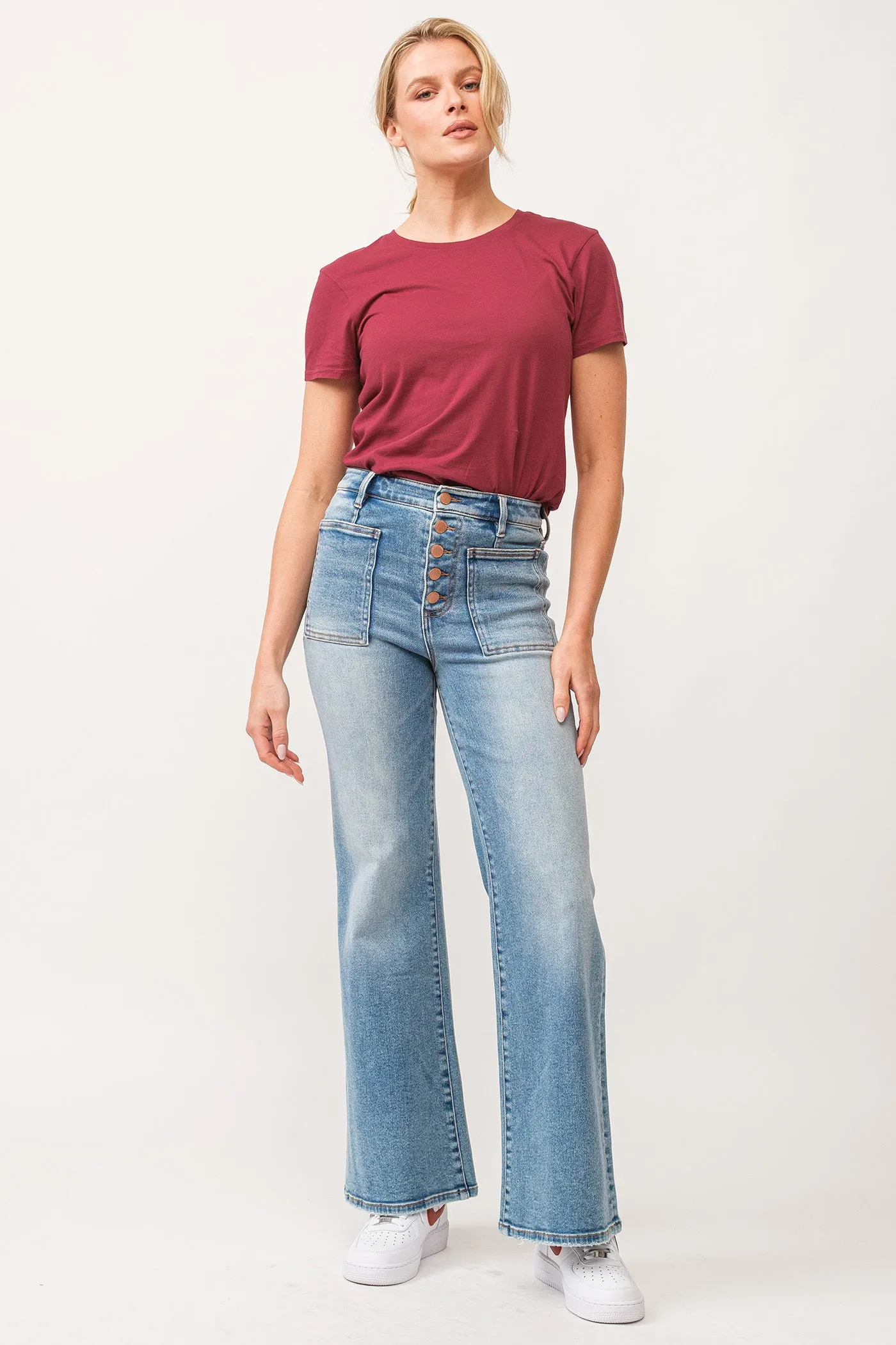 Liebe John Fiona High Rise Clean Hem Weitbeinjeans Ardmore