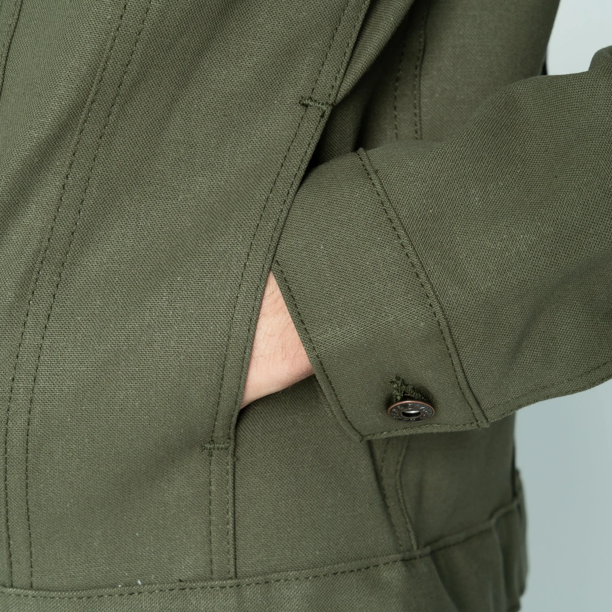 Denim Jacke - Armee Grün Duck Selvedge