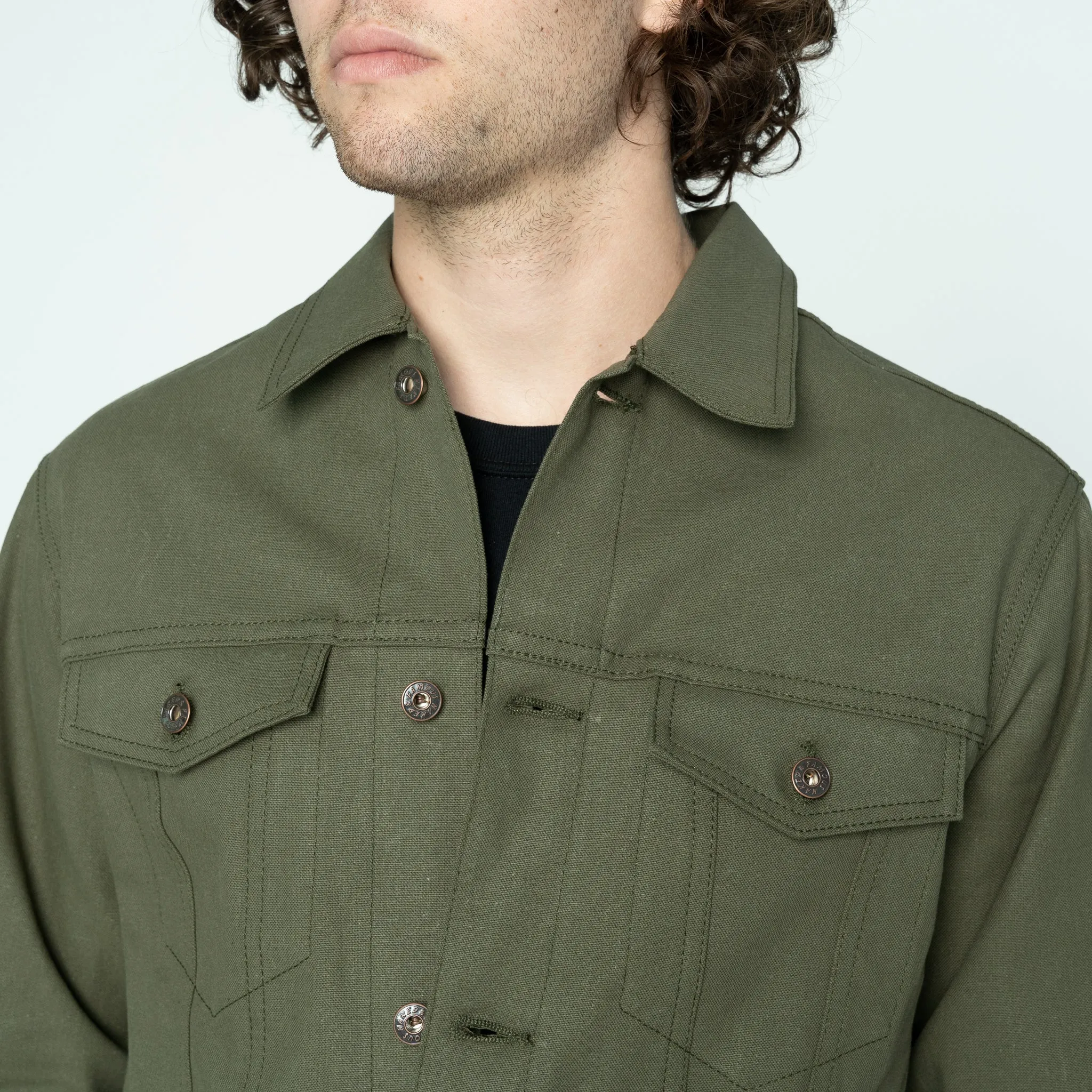 Denim Jacke - Armee Grün Duck Selvedge
