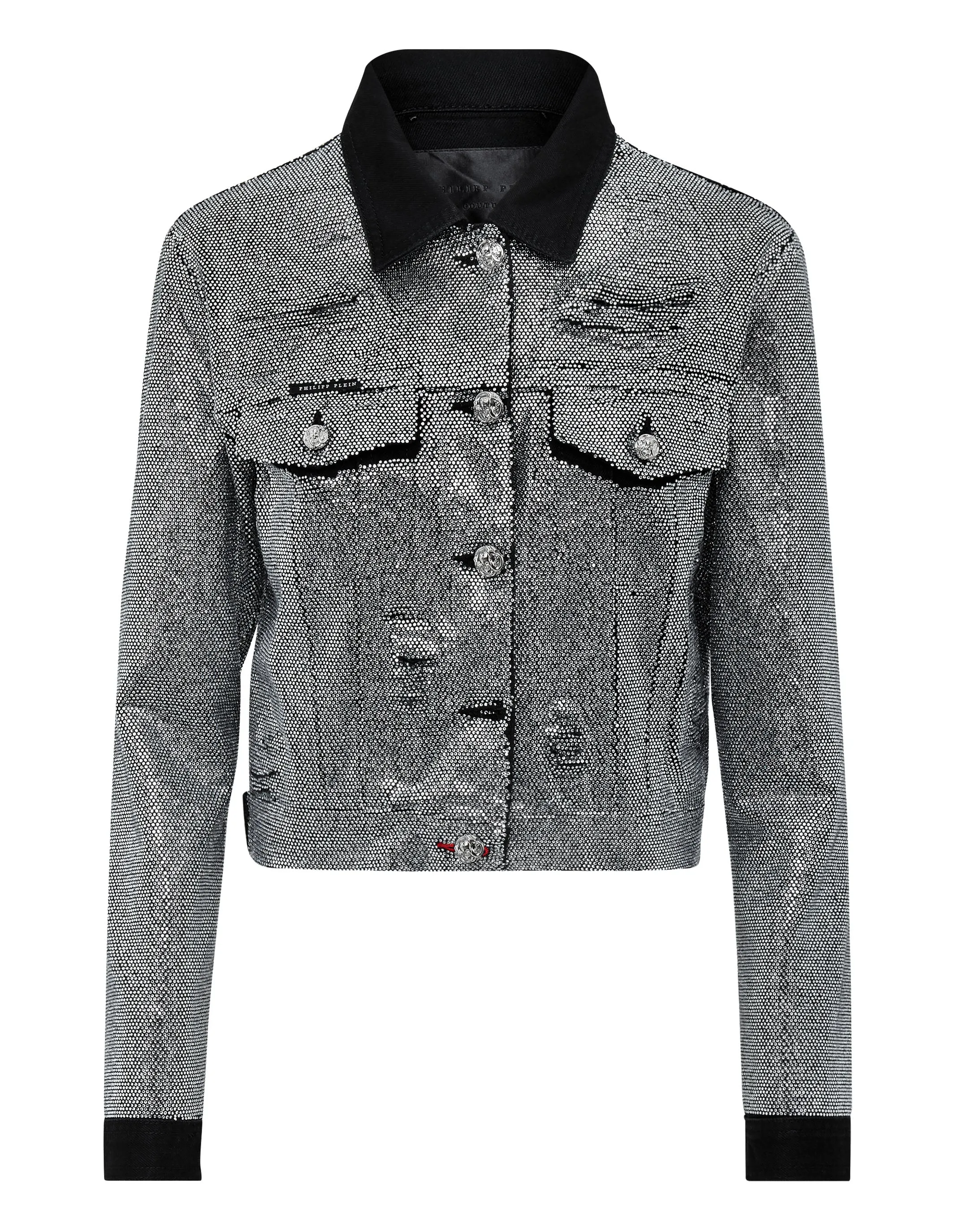 Denim Jacke mit Kristallbesatz