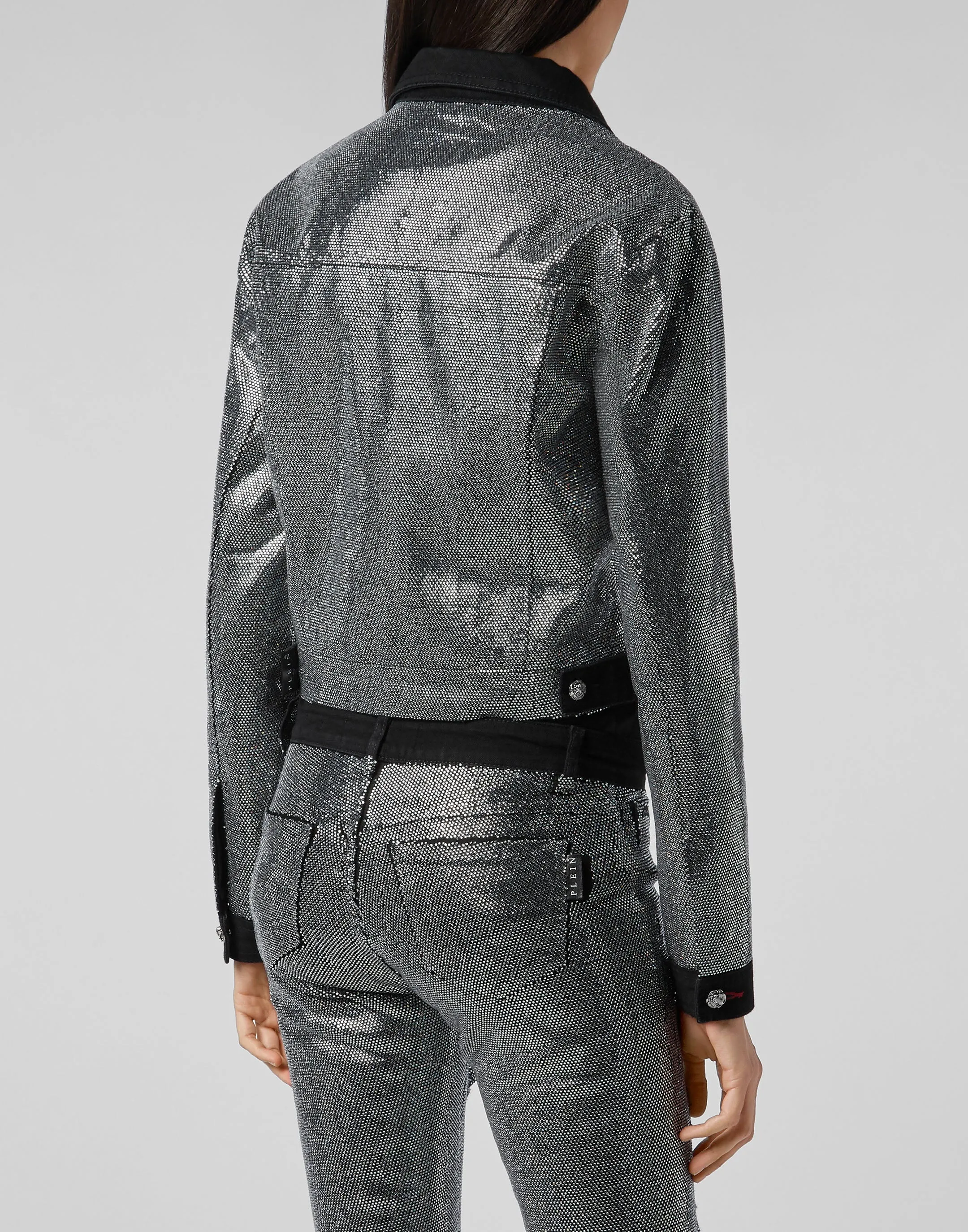 Denim Jacke mit Kristallbesatz