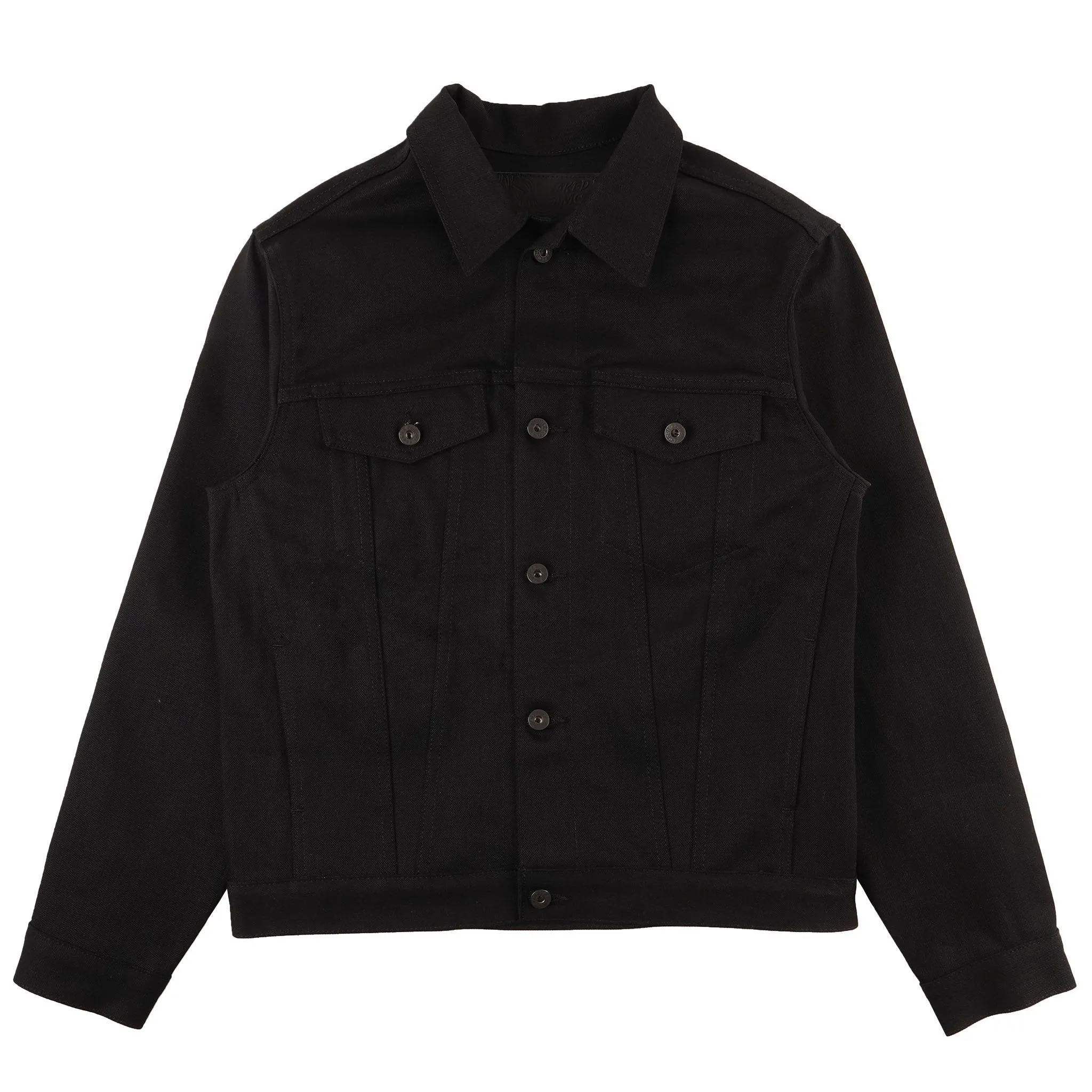 Denim Jacke - Einfarbig Schwarz mit Selvedge-Saum