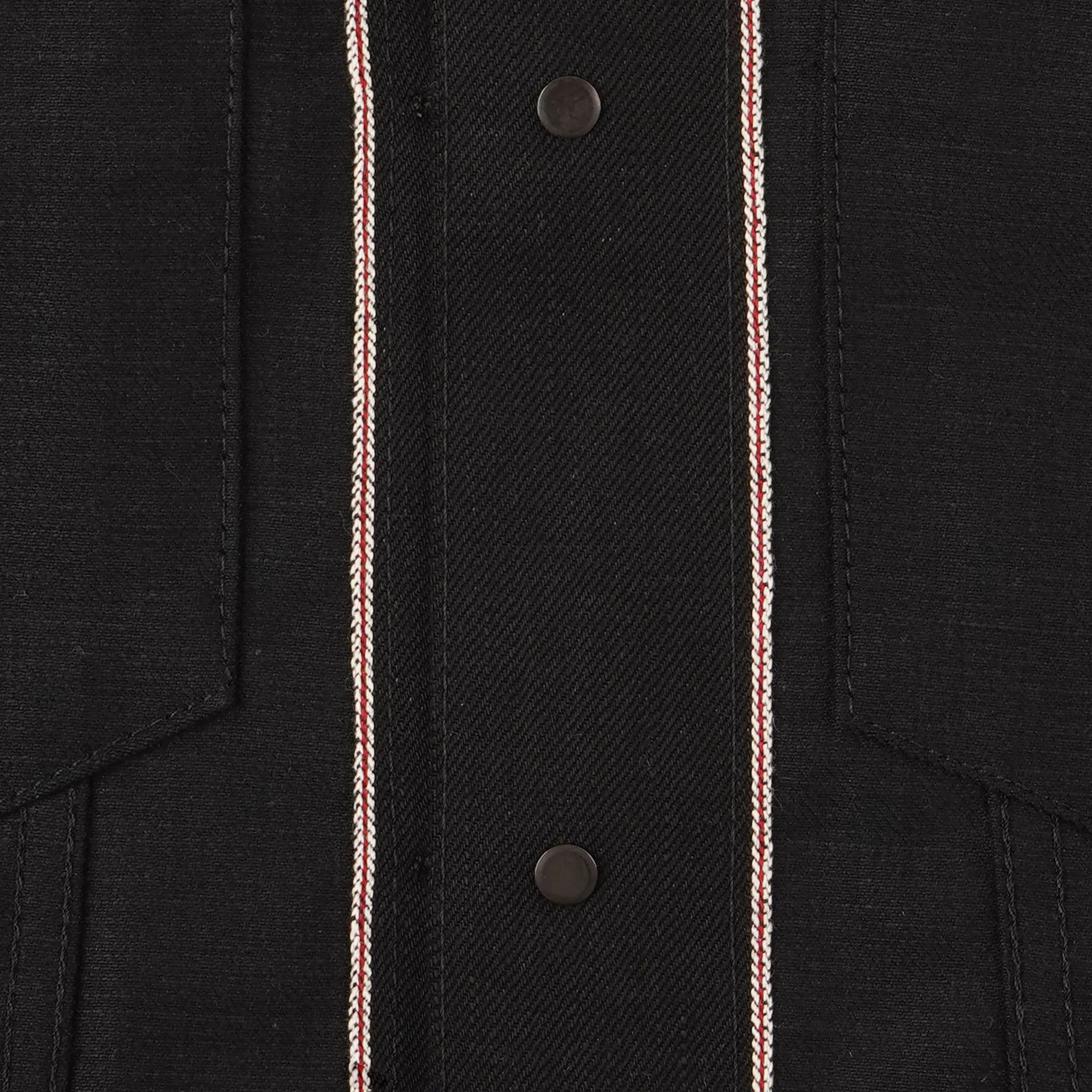 Denim Jacke - Einfarbig Schwarz mit Selvedge-Saum