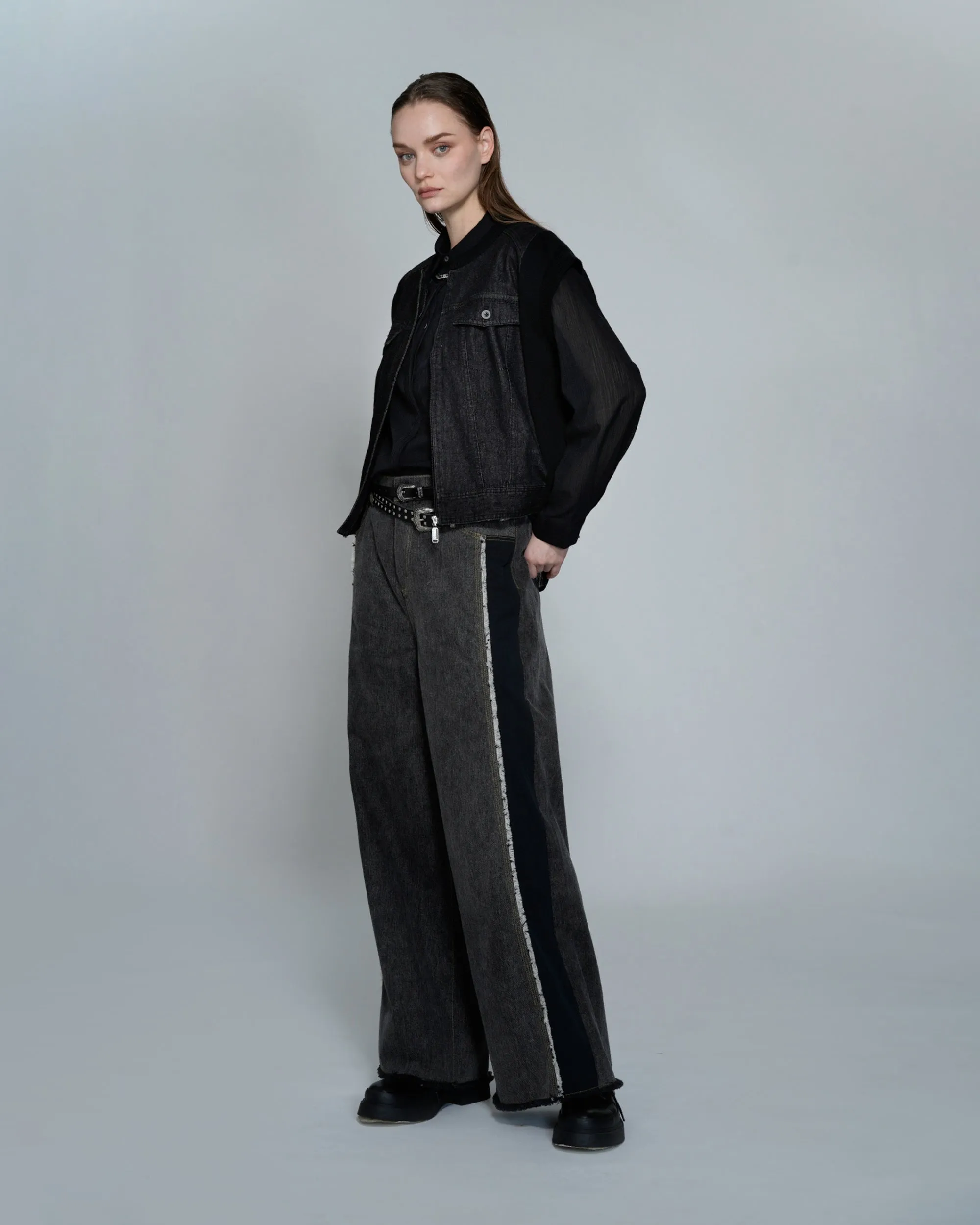 Denim-Patch-Weite Hose Kleidung_Atsuro-Tayama