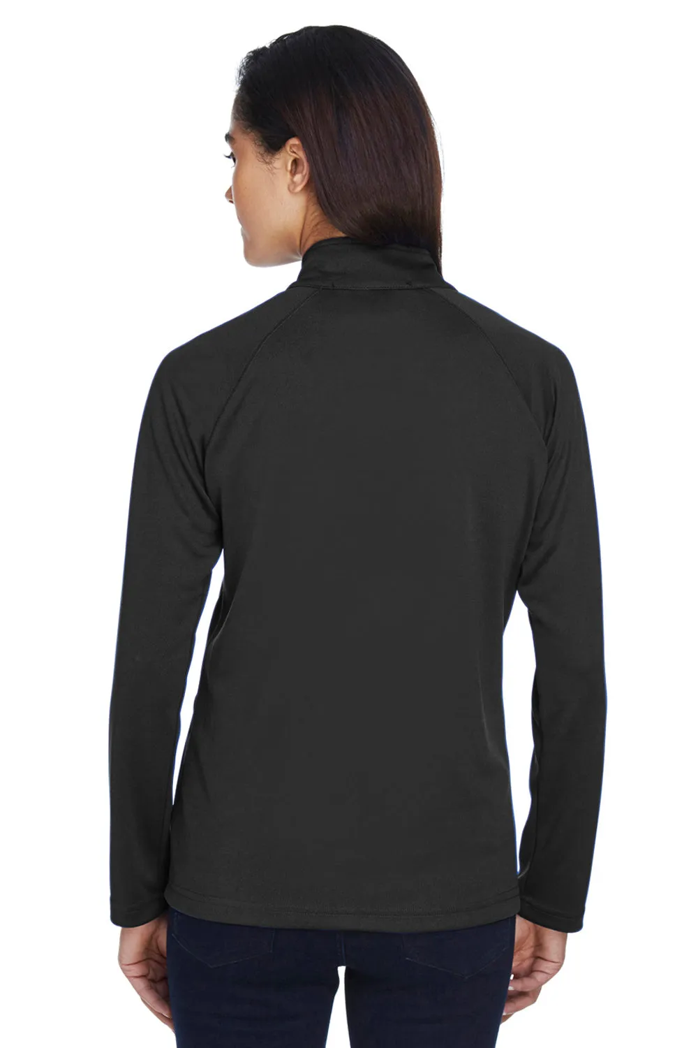 Devon & Jones Damen Compass Stretch Tech Feuchtigkeitstransportierender Reißverschluss-Sweatshirt mit Taschen - Schwarz