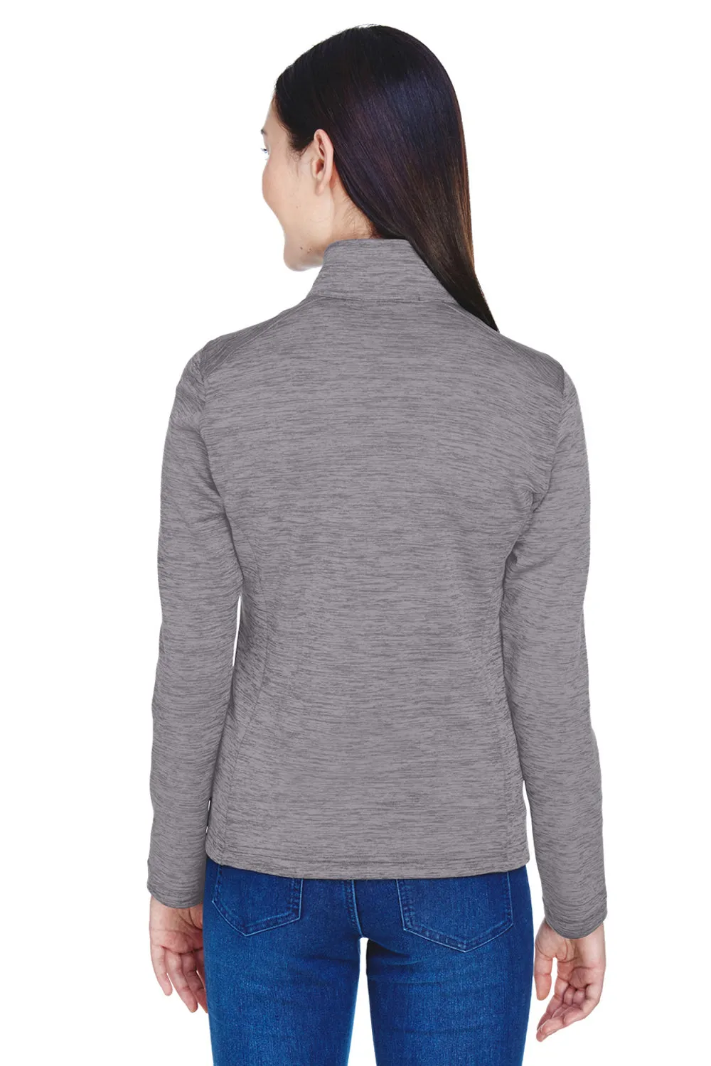 Devon & Jones Damen Newbury Fleece 1/4-Zip Sweatshirt mit Beuteltasche - Heather Dunkelgrau