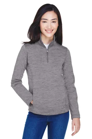 Devon & Jones Womens Newbury Fleece 1/4 Zip Sweatshirt w/ Pouch Pocket - Heather Dark Grey