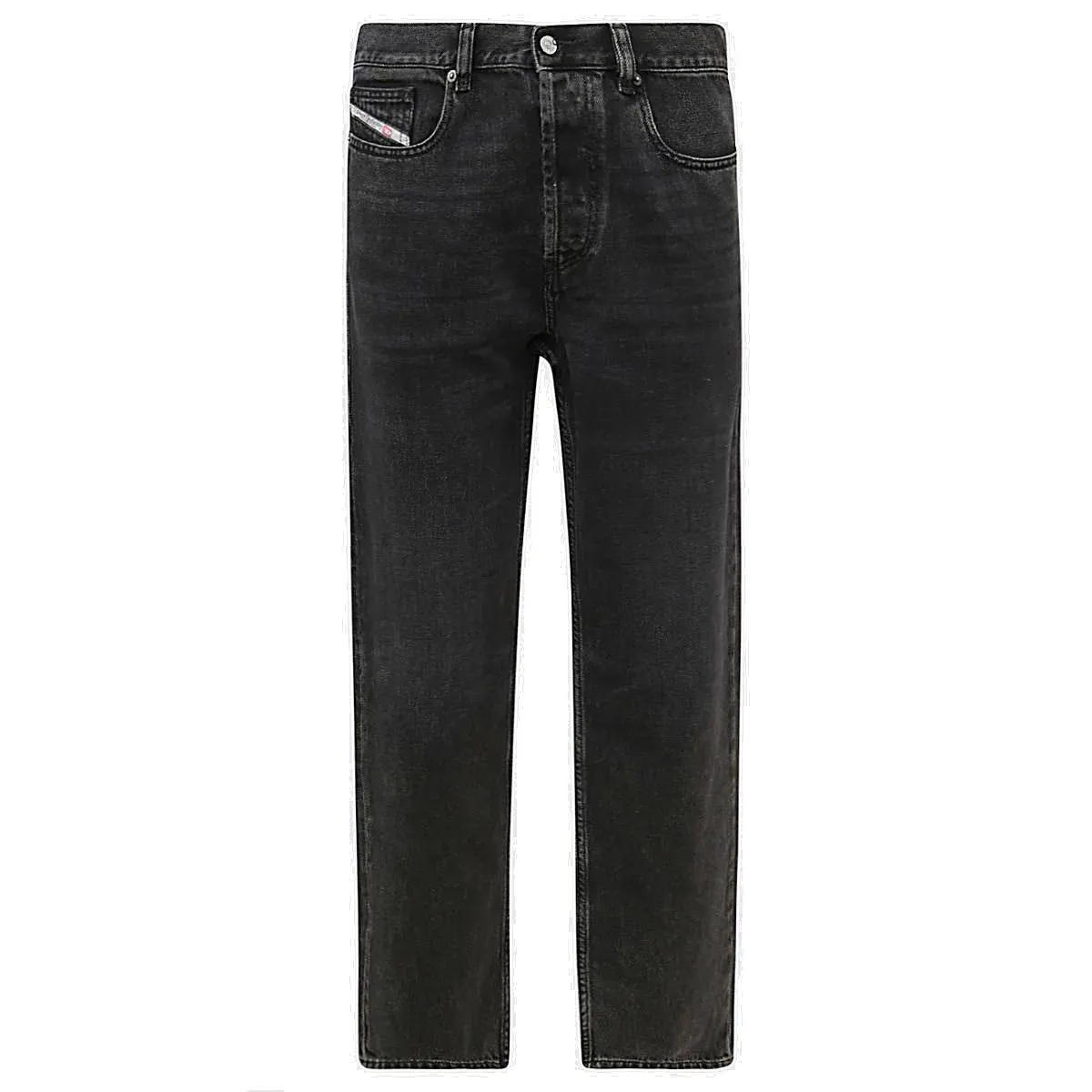 Diesel D-Macs Logo Patch Gerade Bein Schwarze Denim Jeans