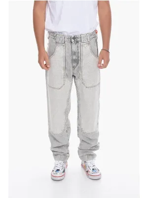 Diesel Patch Graue Gerade-Schnitt Denim Jeans