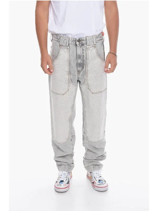 Diesel Patch Graue Gerade-Schnitt Denim Jeans