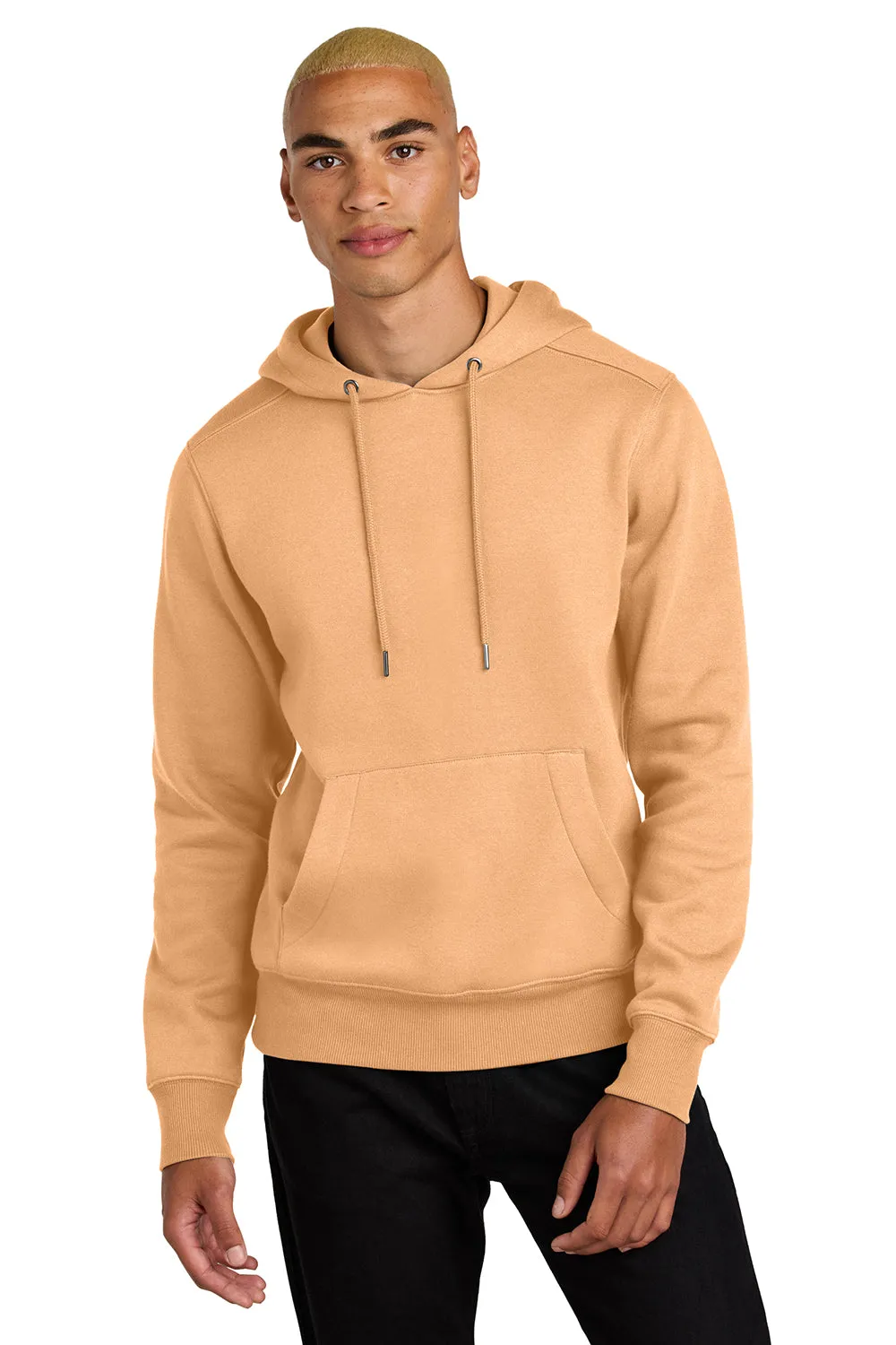 District Herren Perfektes Gewicht Fleece Kapuzenpullover Hoodie mit Beuteltasche - Aprikosenorange