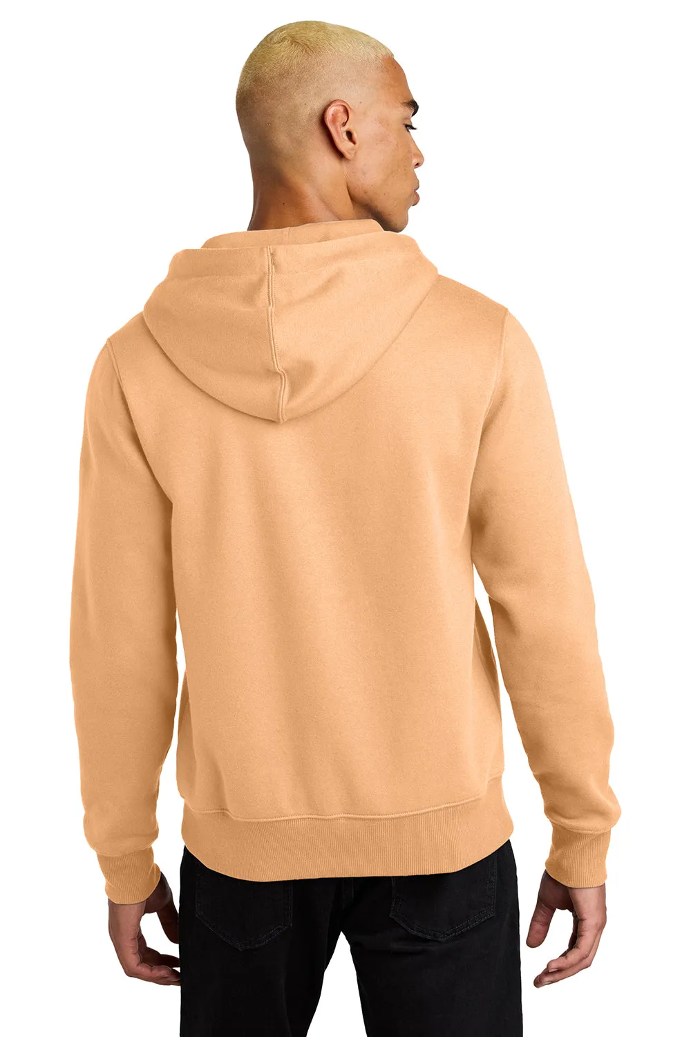District Herren Perfektes Gewicht Fleece Kapuzenpullover Hoodie mit Beuteltasche - Aprikosenorange