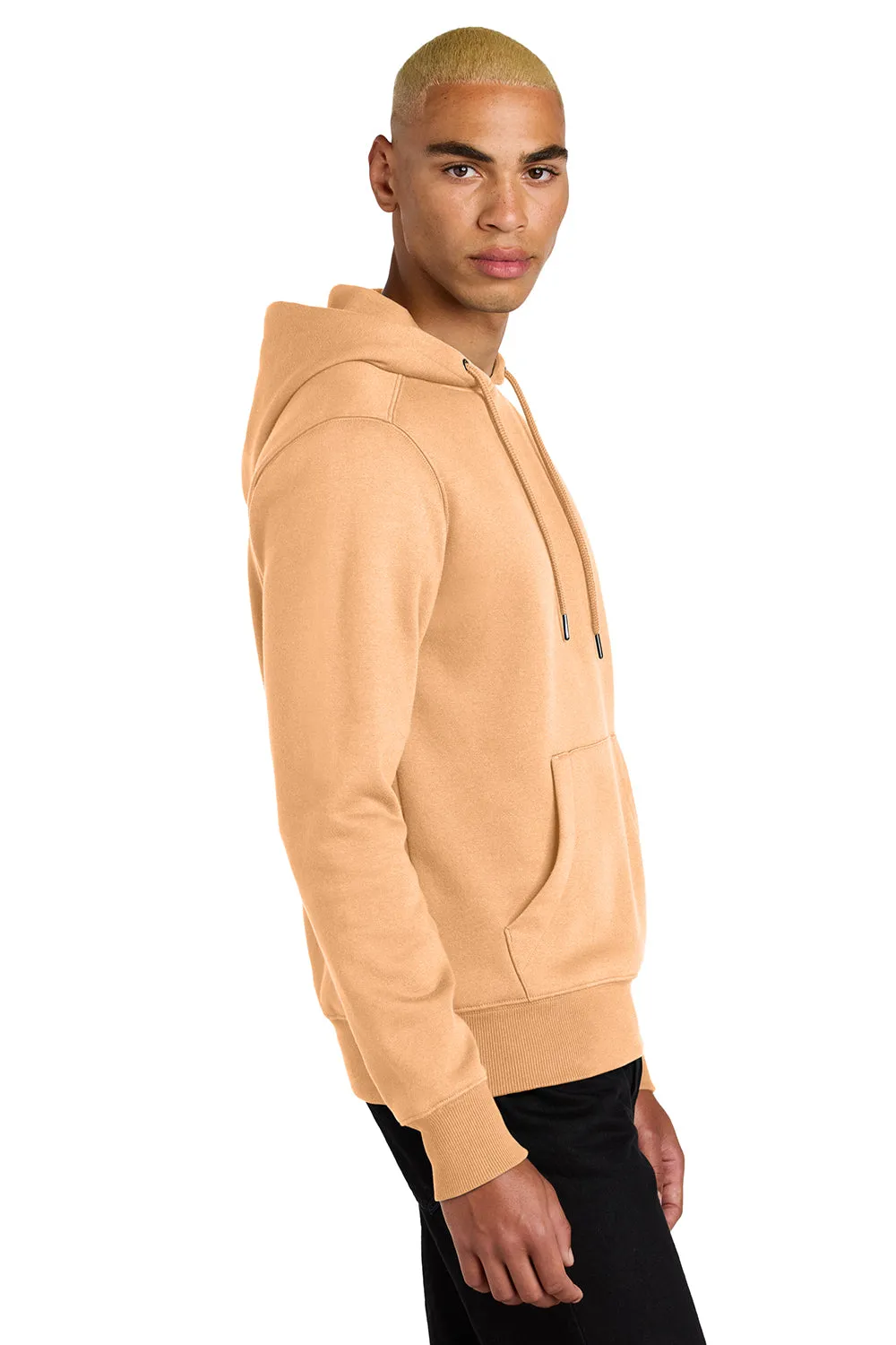 District Herren Perfektes Gewicht Fleece Kapuzenpullover Hoodie mit Beuteltasche - Aprikosenorange