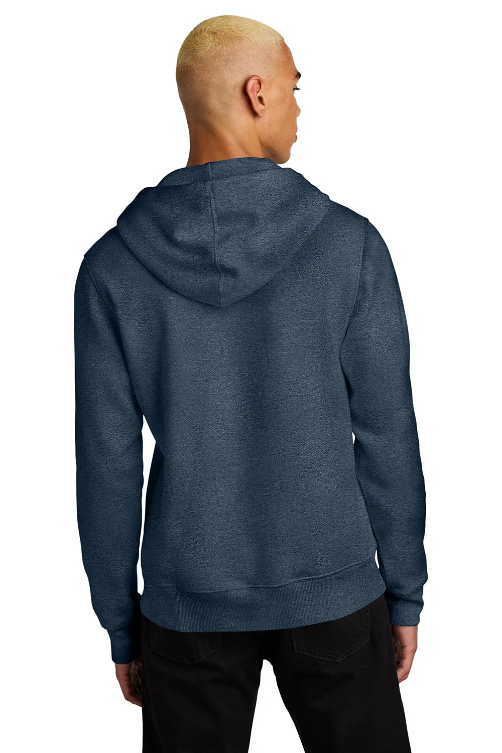 District Herren Perfektes Gewicht Fleece Kapuzenpullover Hoodie mit Beuteltasche - Heather Navyblau